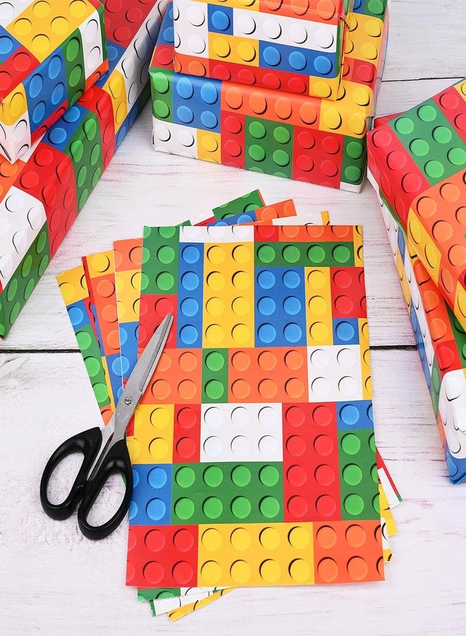 Bolsome Building Blocks Wrapping Paper Colorful Building Bricks Gift Wrap Paper for Kids for Birthday Party Craft Supplies, 19.7 x 27.6'', Folded Flat, 12 Sheet - Image 4